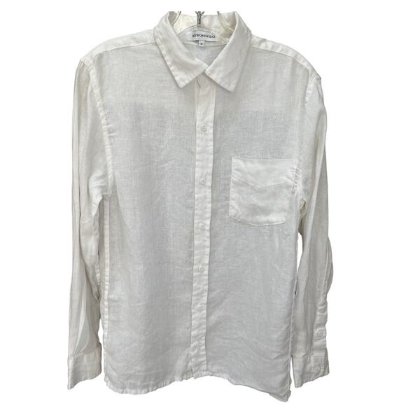 WeWoreWhat Women’s White Linen Button Up Blouse Shirt Size Extra Small - Picture 1 of 9